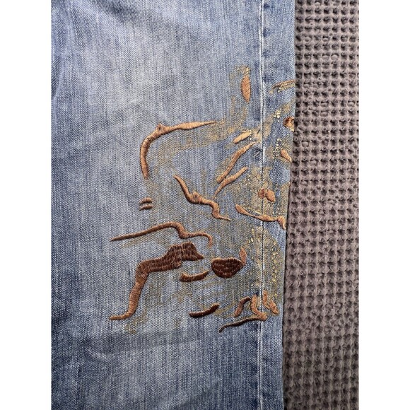 Vintage Calvin Klein Low Rise Flare Women's Denim Jean Size 12 Embroidered Y2k - Picture 3 of 14
